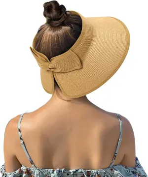 Beach Hats for Women, Packable Sun Hat Womens, Summer Visor Sun Hat, Straw Hats for Women UV Protection, Beach Hat for Girls