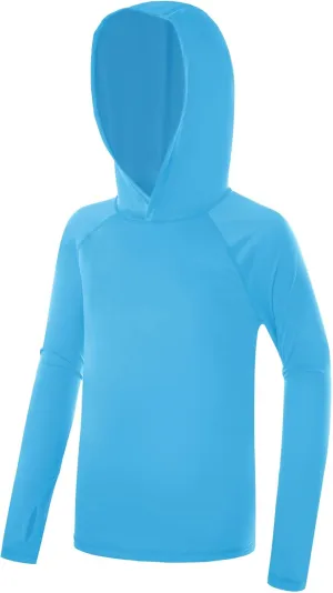 Boys Rash Guard Hoodie UPF 50  Sun Protection Long Sleeve Swim Shirt Quick Dry Kids SPF Fishing Water Beach Shirts