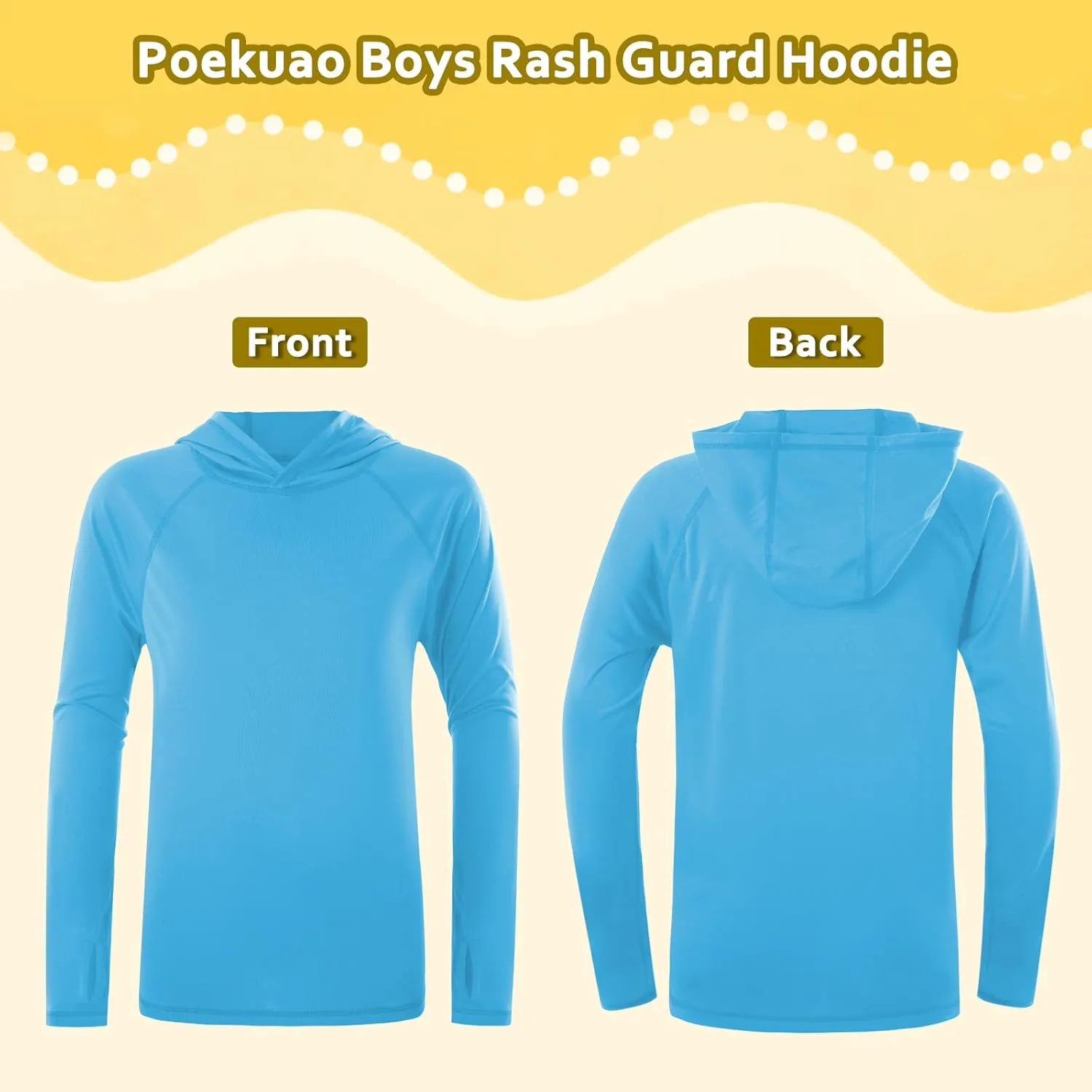 Boys Rash Guard Hoodie UPF 50  Sun Protection Long Sleeve Swim Shirt Quick Dry Kids SPF Fishing Water Beach Shirts