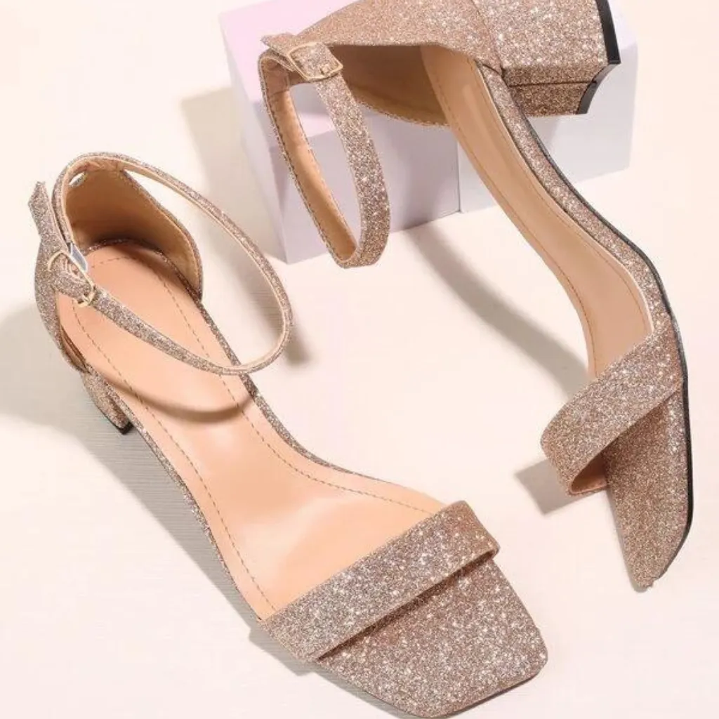 Glitter Ankle Strap Sandals