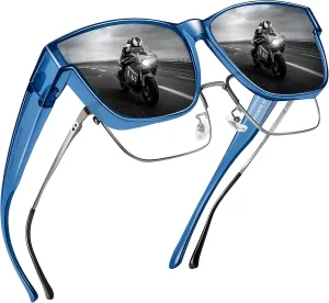 Polarized Sunglasses Fit Over Prescription Glasses for Men Women, Oversized Square Sunglasses, UV400 Protection