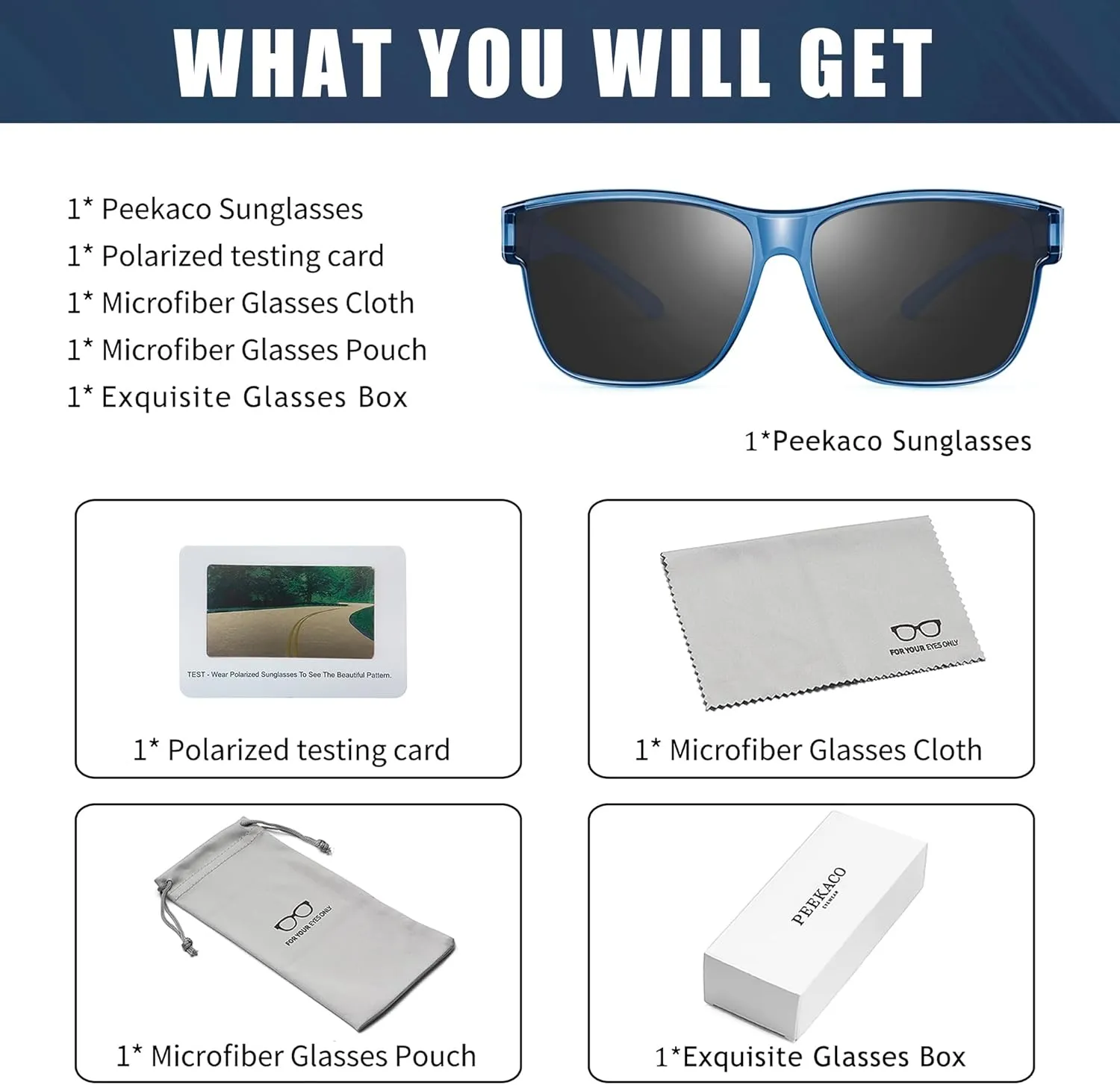 Polarized Sunglasses Fit Over Prescription Glasses for Men Women, Oversized Square Sunglasses, UV400 Protection