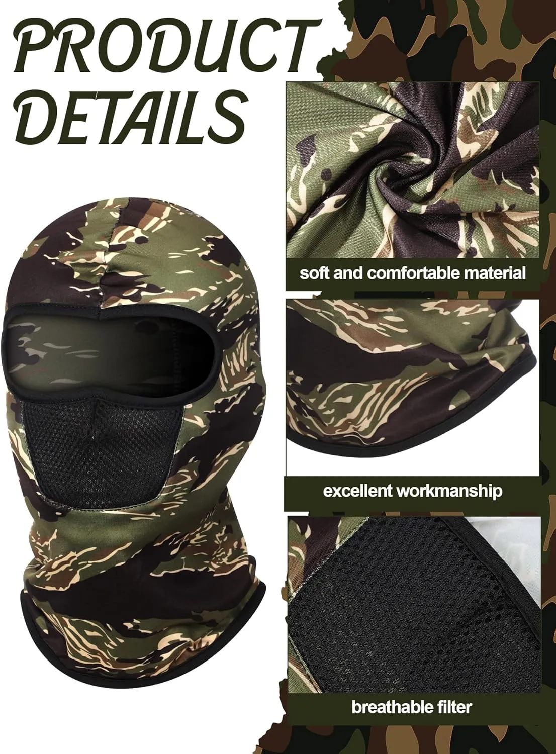 SATINIOR 9 Pcs Balaclava Ski Mask Sun Full Face Mask for Men Women Camo Face Cover Breathable UV Protection for Outdoor Sport