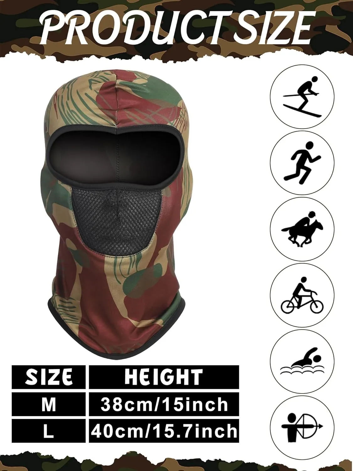 SATINIOR 9 Pcs Balaclava Ski Mask Sun Full Face Mask for Men Women Camo Face Cover Breathable UV Protection for Outdoor Sport