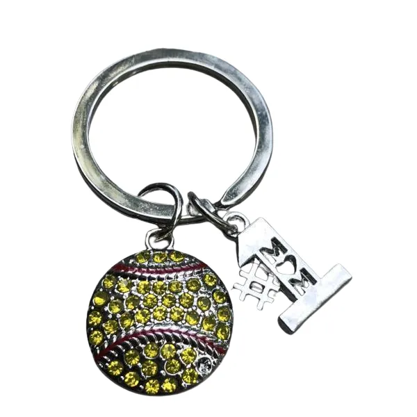 Softball Mom Rhinestone Keychain