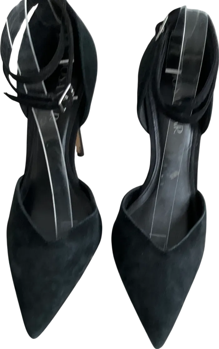 SOSANDAR Black Suede Ankle Strap Pointed Court Shoe UK 8 EU 41 👠