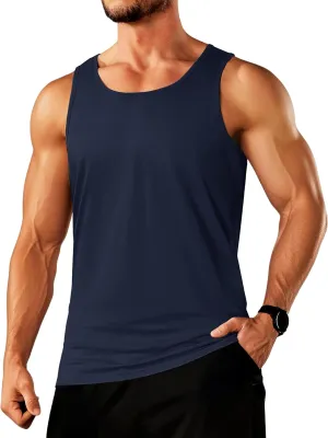 TACVASEN Men's Tank Top Cotton Moisture Wicking Muscle Shirt Summer Sleeveless Shirts Gym Workout Tank