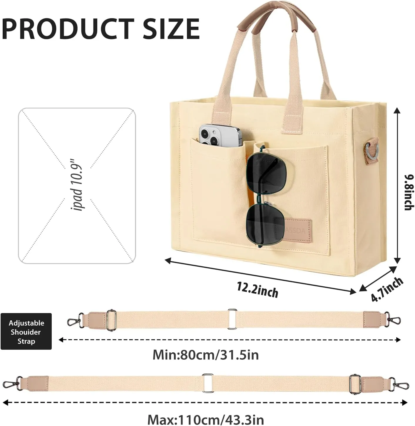Tote Bags for Women Canvas Tote Purse Crossbody Bags with Pockets Top Handle Shoulder Handbags Satchel Bags for Women