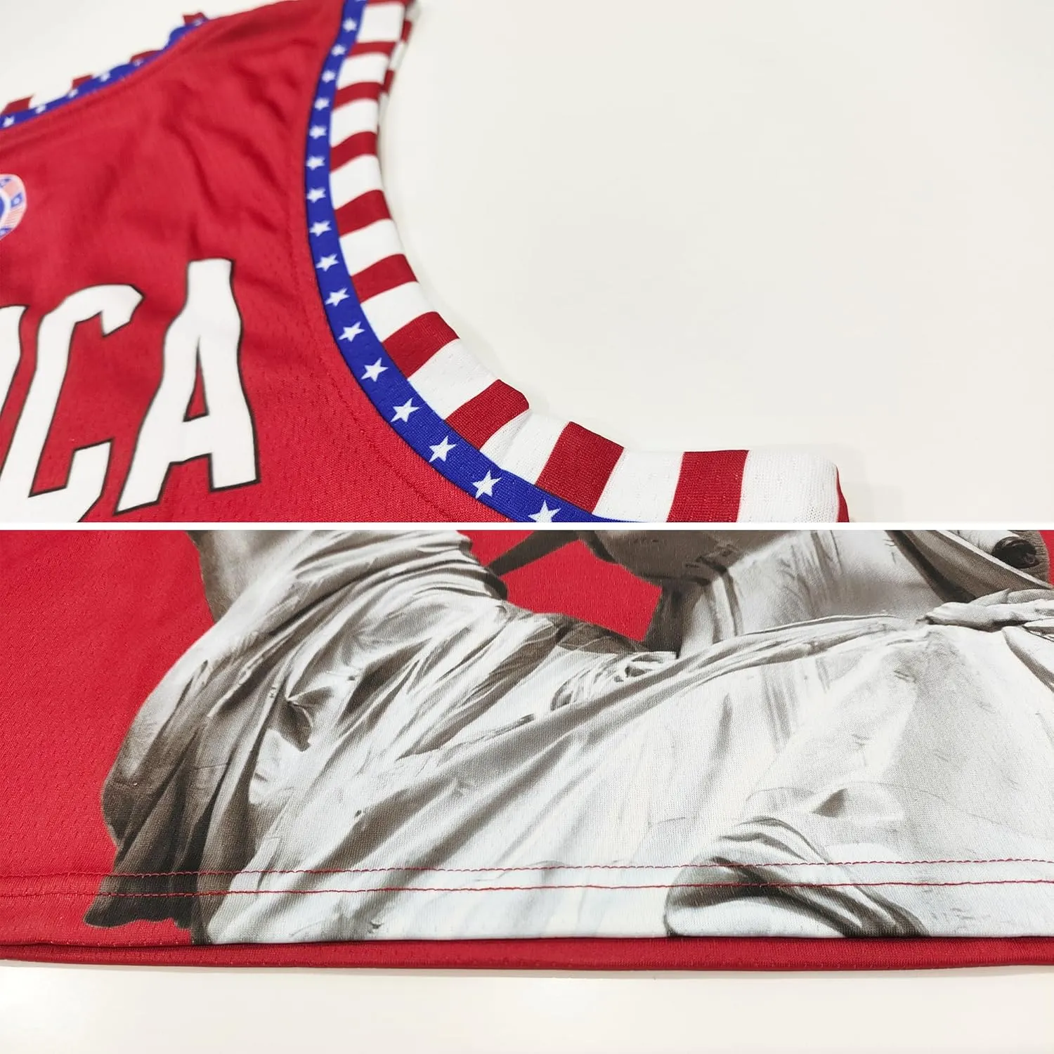 USA Men Tank Tops Red White Blue Stars and Stripes Statue of Liberty America Shirts Sports Uniform #1 S-2XL