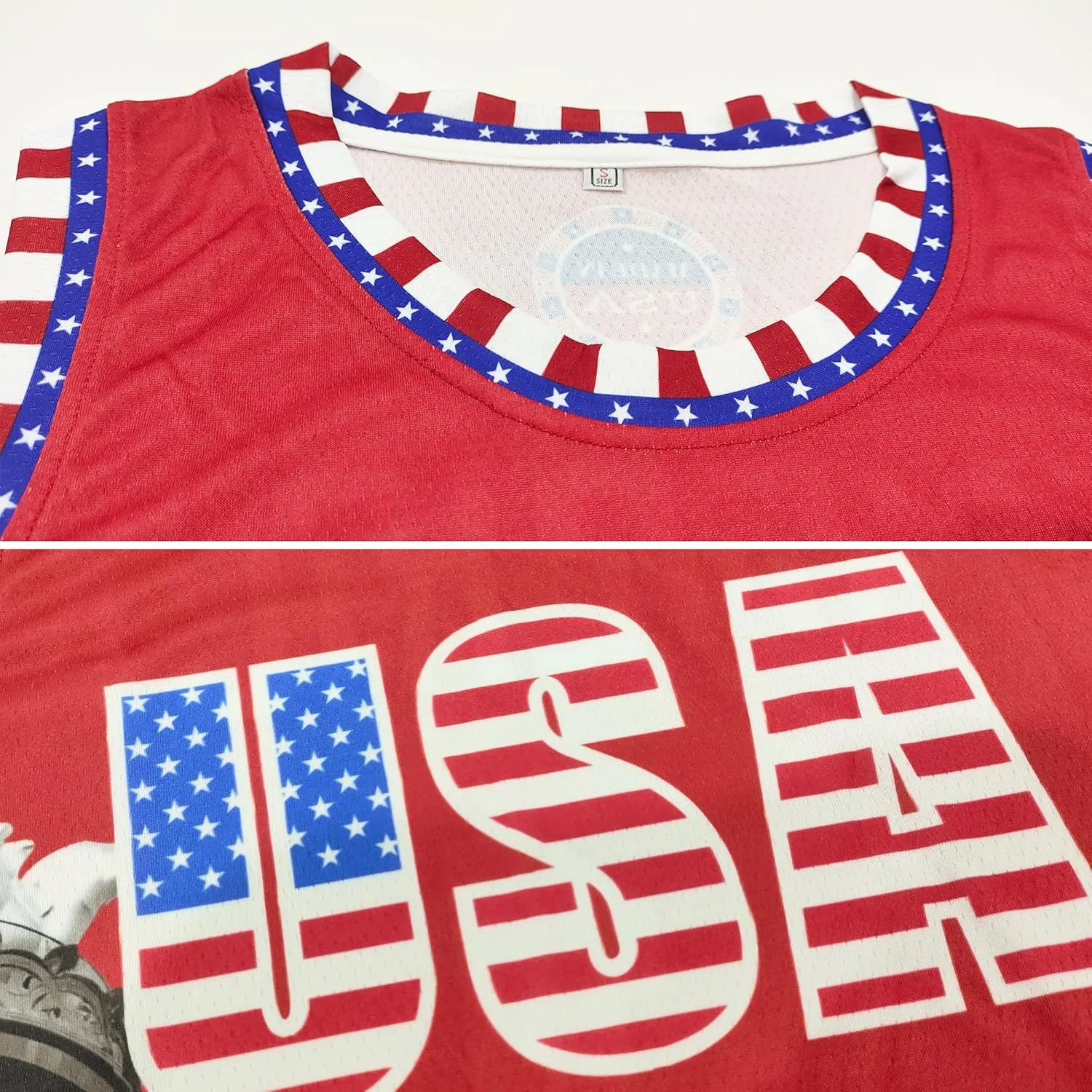 USA Men Tank Tops Red White Blue Stars and Stripes Statue of Liberty America Shirts Sports Uniform #1 S-2XL